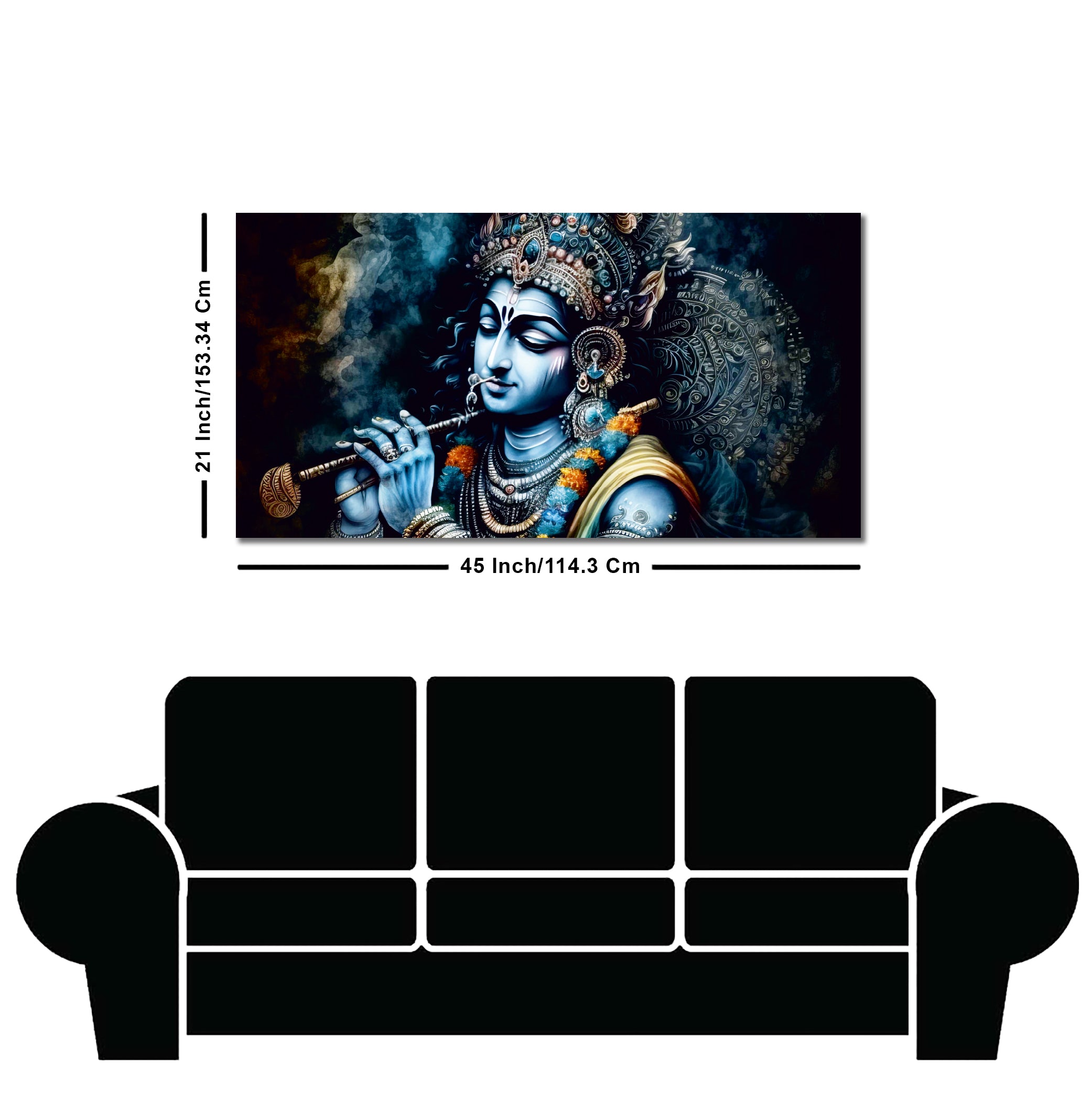 Shree Krishna Playing with Flute Canvas Wall Painting