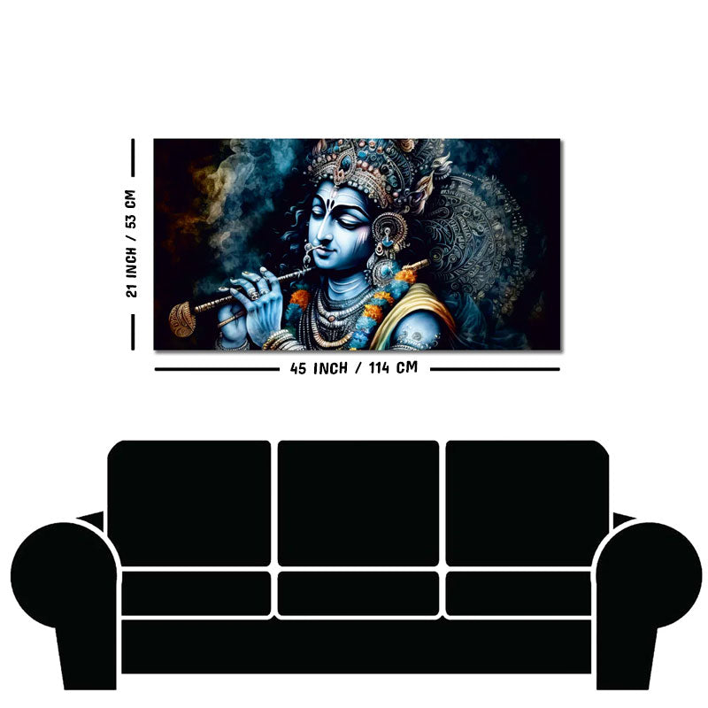 Shree Krishna Playing with Flute Canvas Wall Painting