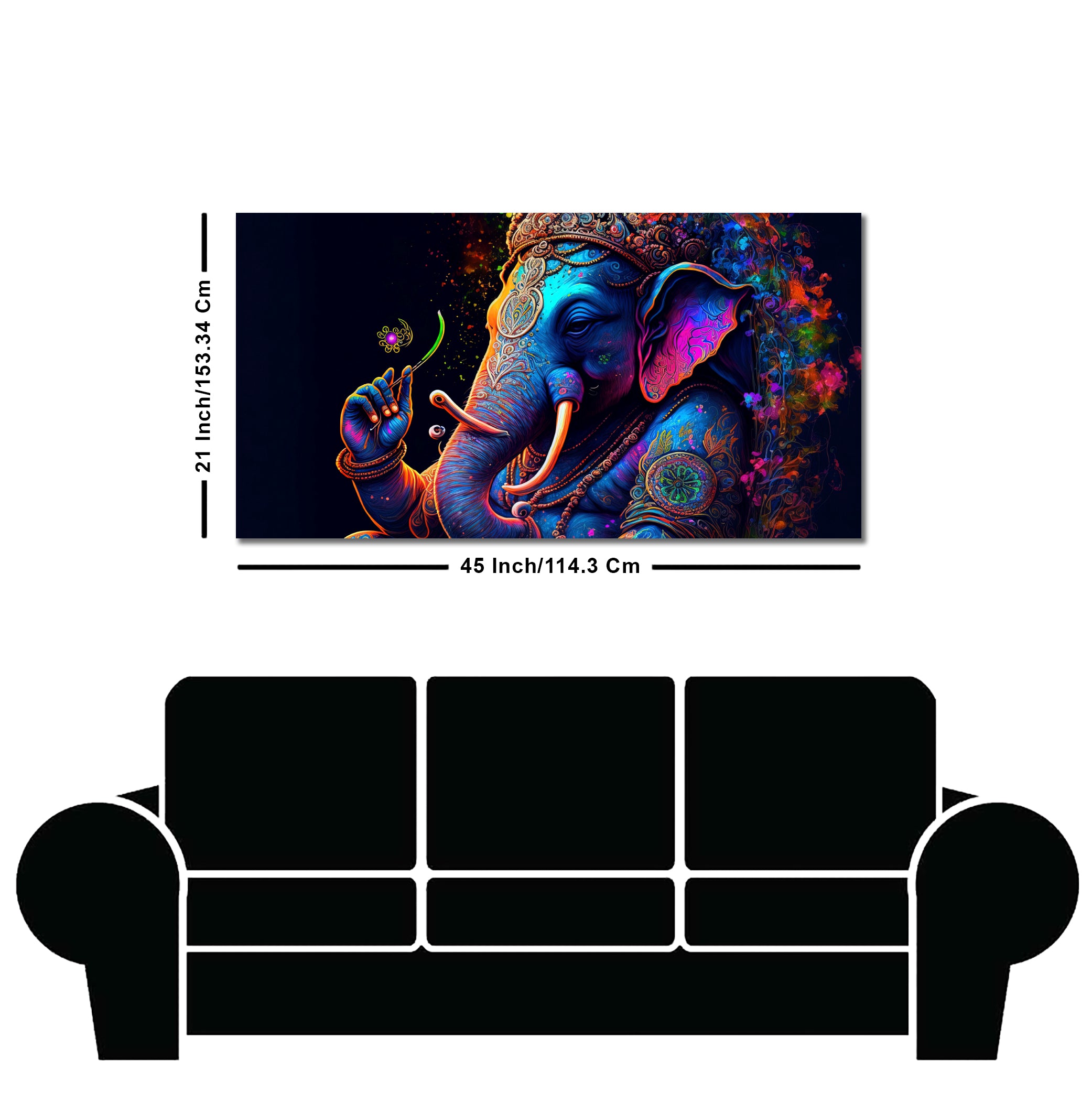 Spiritual Statue of Lord Ganesha Canvas Wall Painting