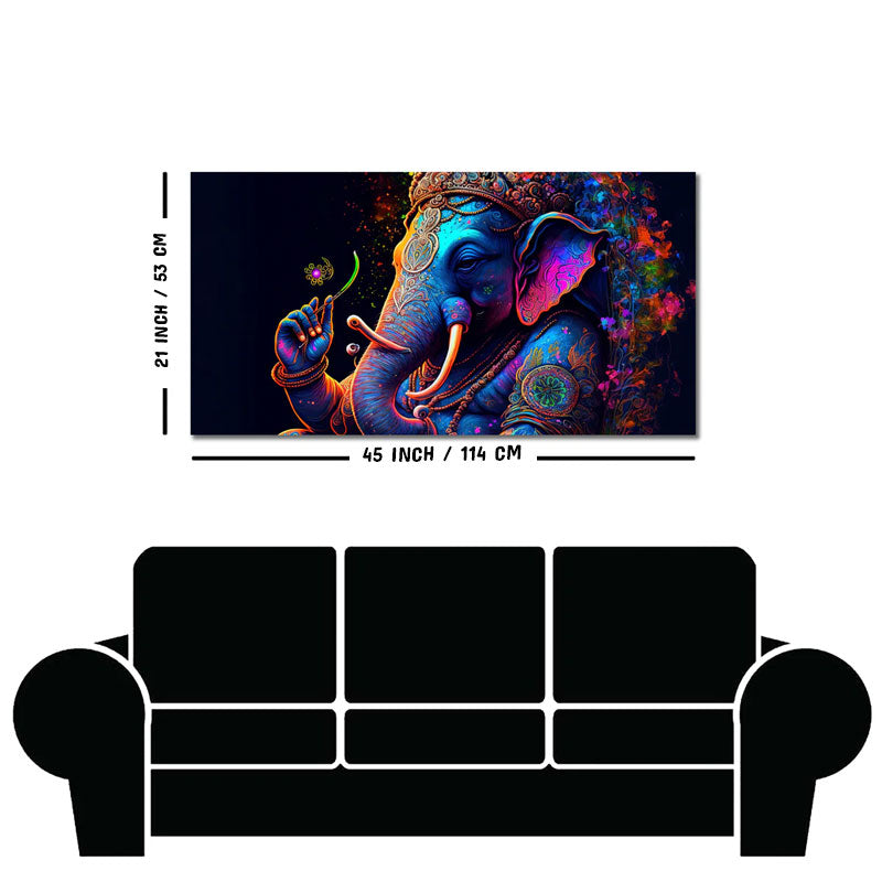 Spiritual Statue of Lord Ganesha Canvas Wall Painting