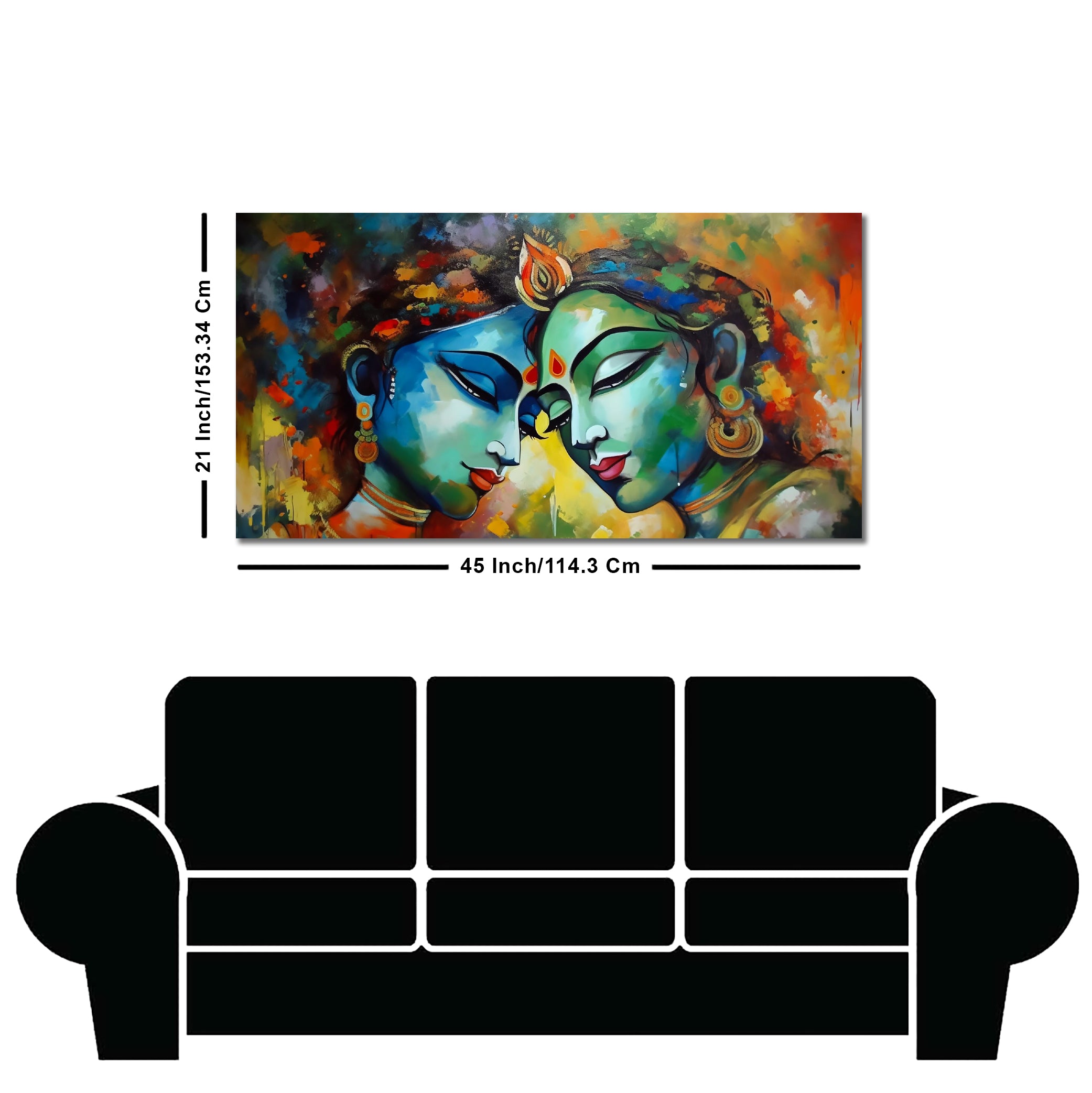 Radha Rani with Krishna Colorful Art Canvas Wall Painting