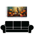 Meditating Buddha Statue with Lotus Flower Canvas Wall Painting