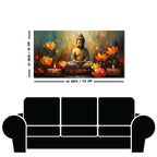 Meditating Buddha Statue with Lotus Flower Canvas Wall Painting