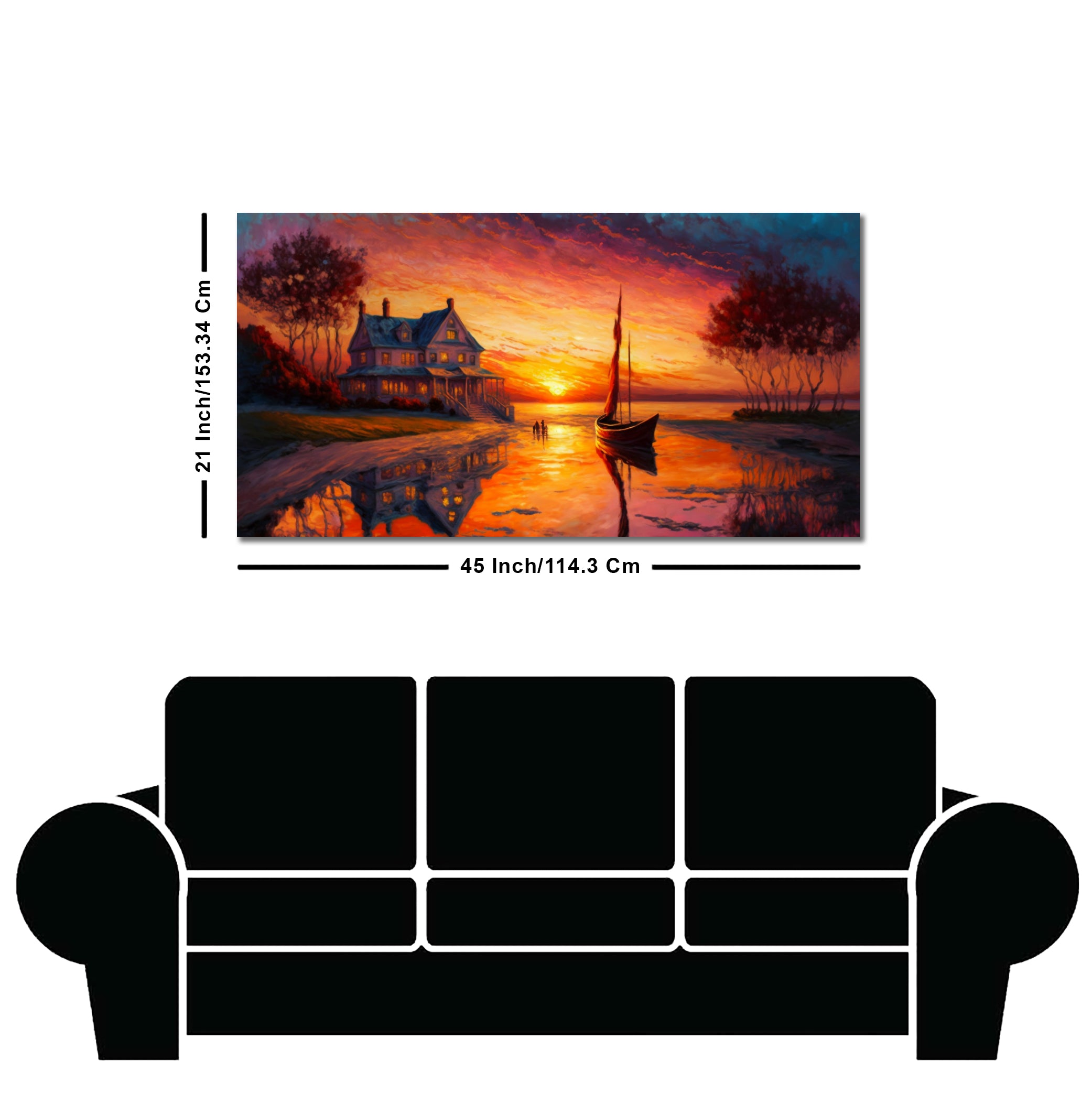 Beautiful Lake with A Sunset View Canvas Wall Painting