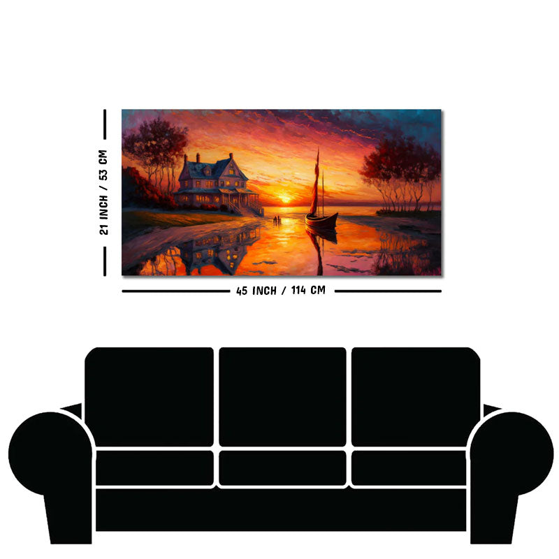Beautiful Lake with A Sunset View Canvas Wall Painting