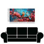 Beautiful Love Birds on a Branch with Pink Flowers Canvas Wall Painting