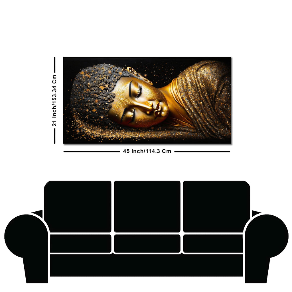 Modern Golden Buddha Statue Premium Canvas Wall Painting