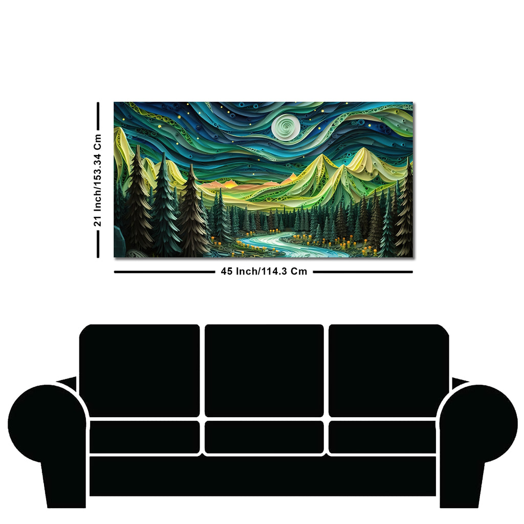 Beautiful River Surrounded by Mountains Canvas Wall Painting