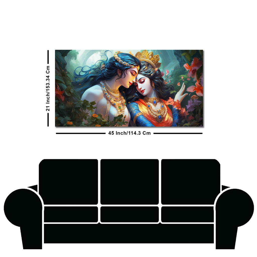 Divine Luster Painting of Radha Krishna Canvas Wall Painting