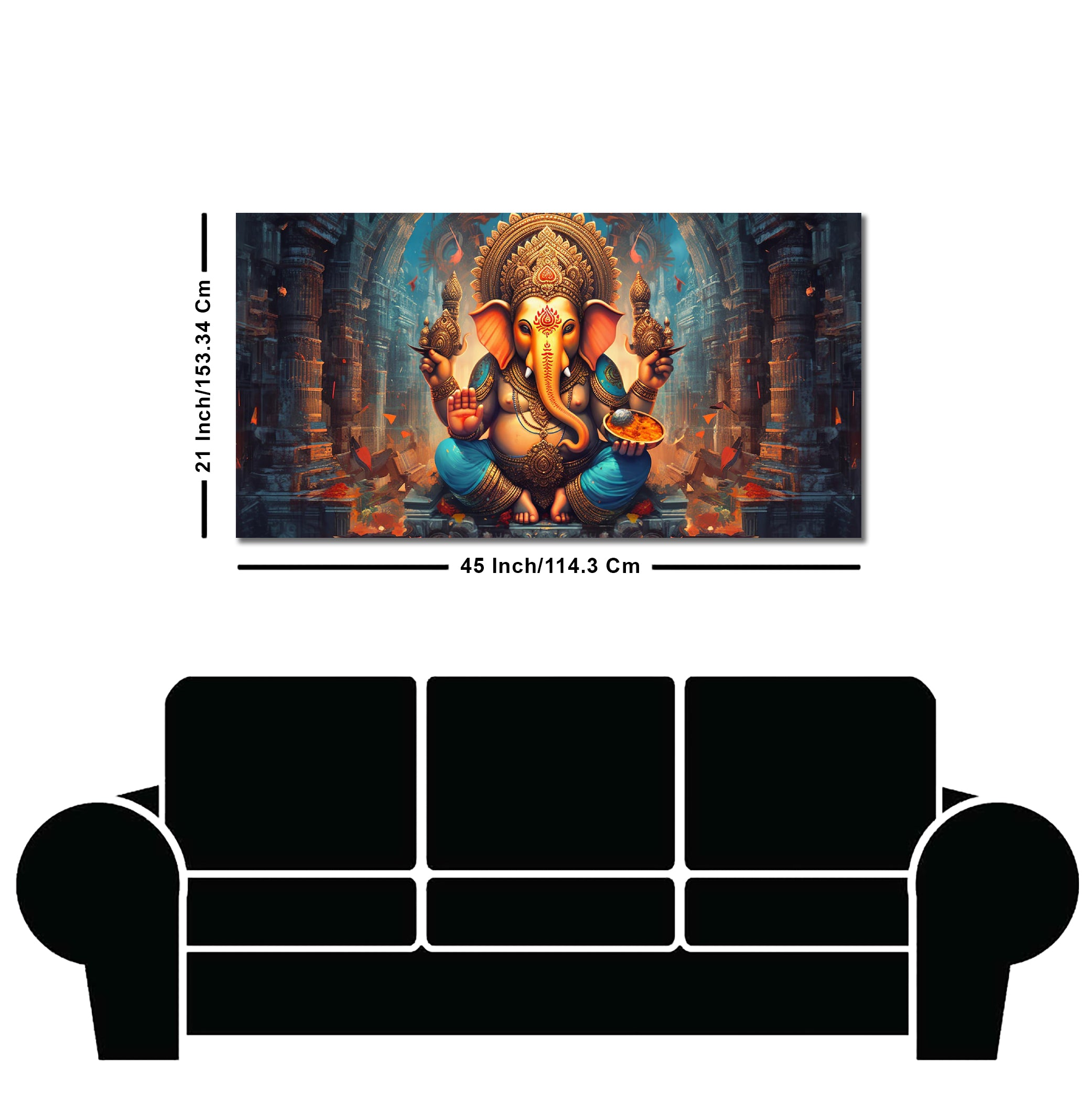 Premium Lord Ganesha Statue Canvas Wall Painting