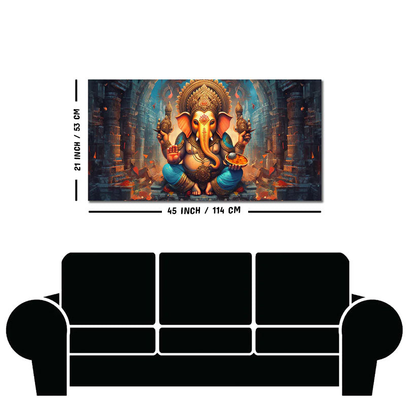 Premium Lord Ganesha Statue Canvas Wall Painting