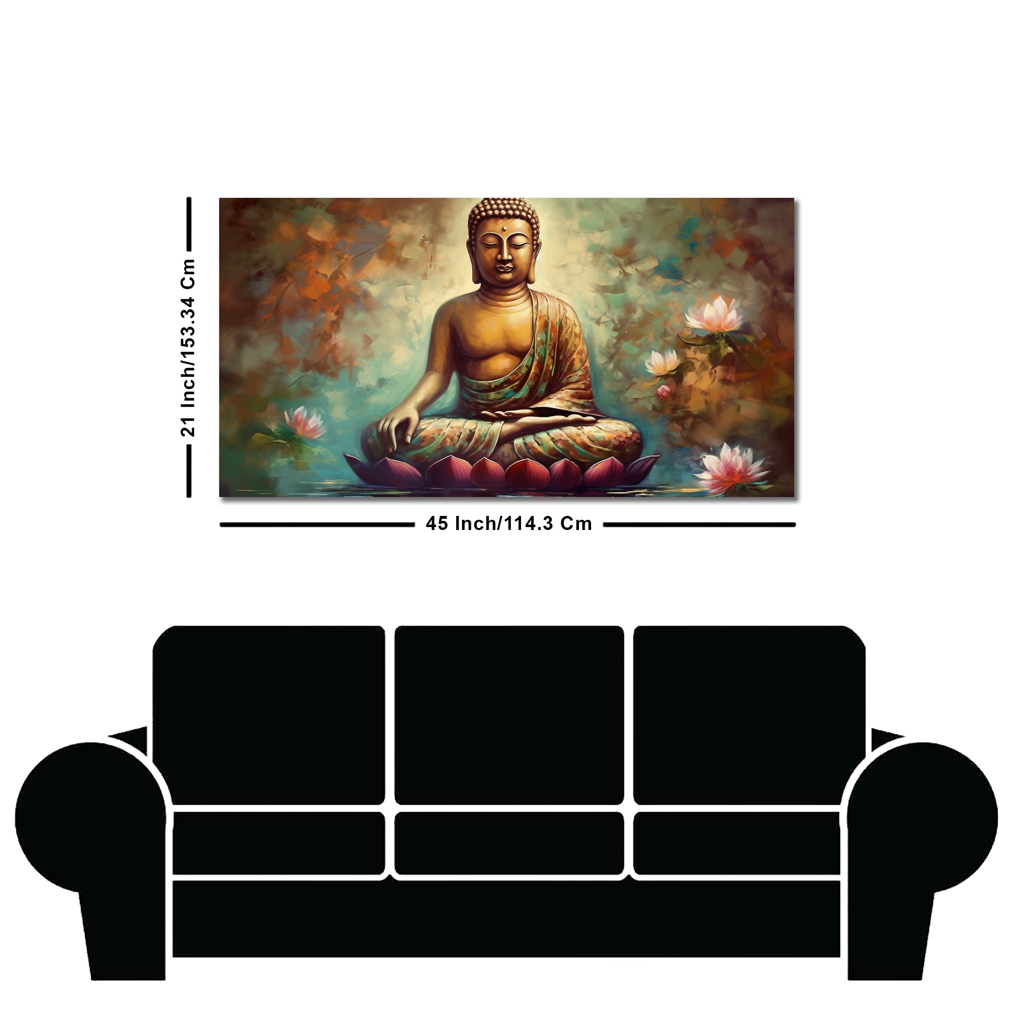 Meditating Gautam Buddha Statue Canvas Wall Painiting