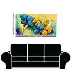 Abstract Blue and Gold Floral Art Canvas Wall Painting