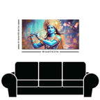 Classic Canvas Wall Panting of Lord Krishna Playing with Flute