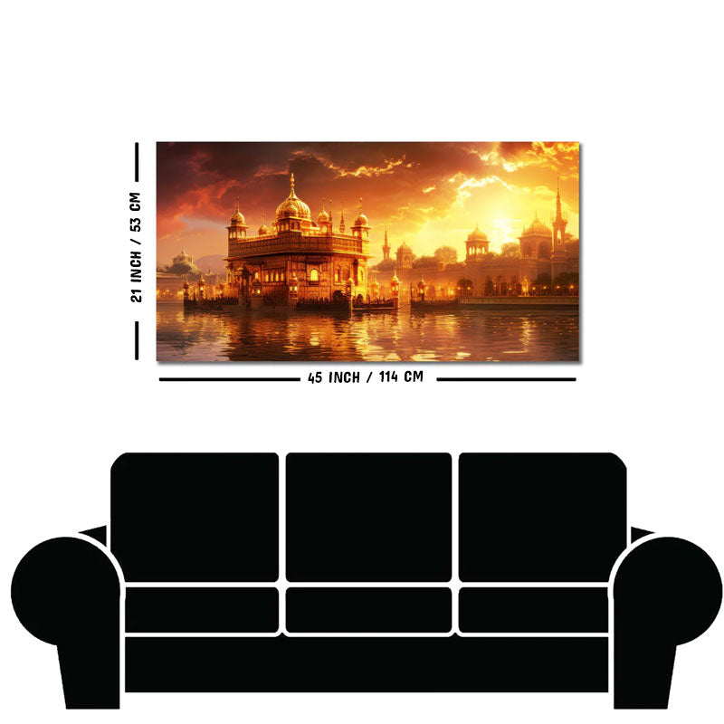 Famous Holy Golden Temple At Sunset View Canvas Wall Painting