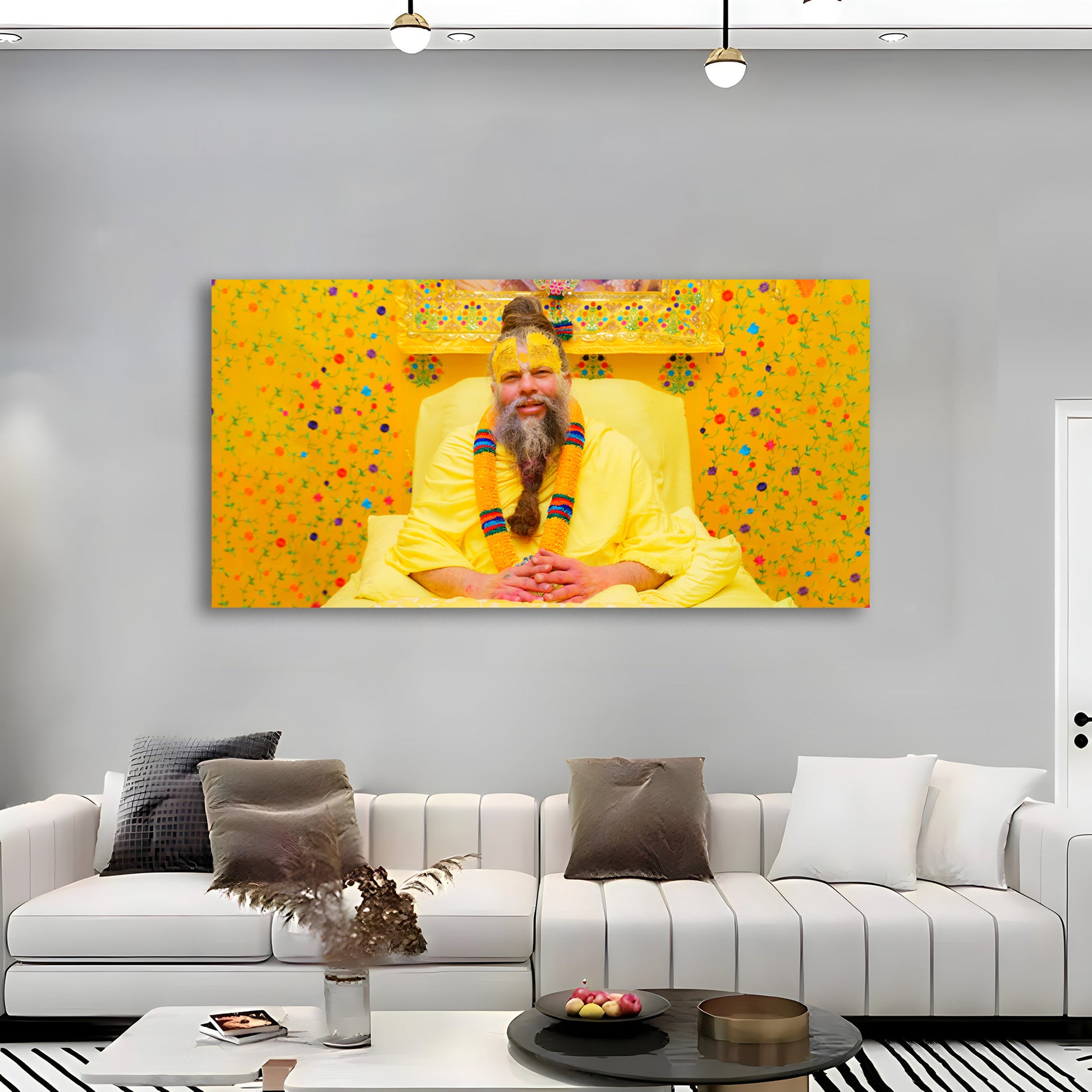 Premanand Ji Maharaj Divine Smile Spiritual Canvas Wall Paniting