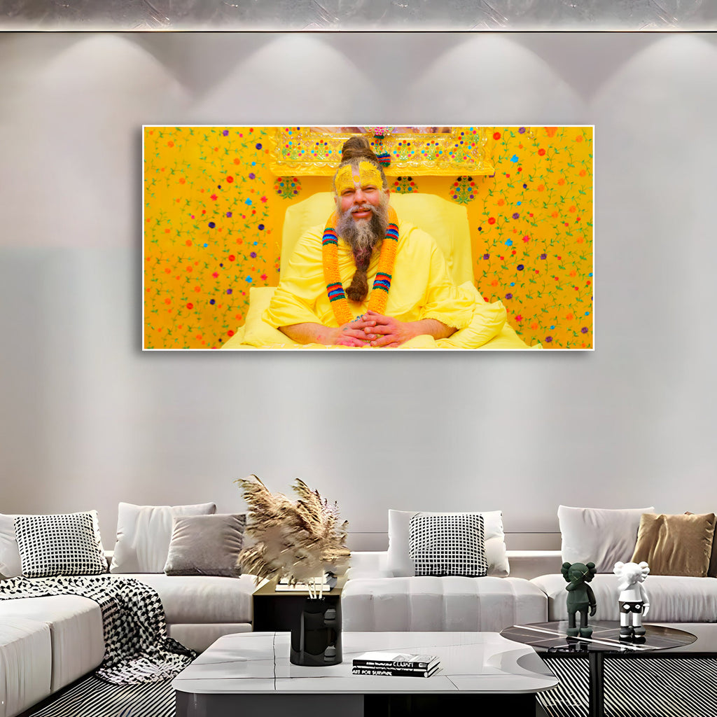 Premanand Ji Maharaj Divine Smile Spiritual Canvas Wall Paniting