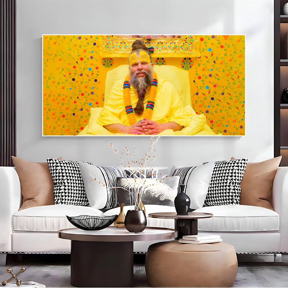 Premanand Ji Maharaj Divine Smile Spiritual Canvas Wall Paniting