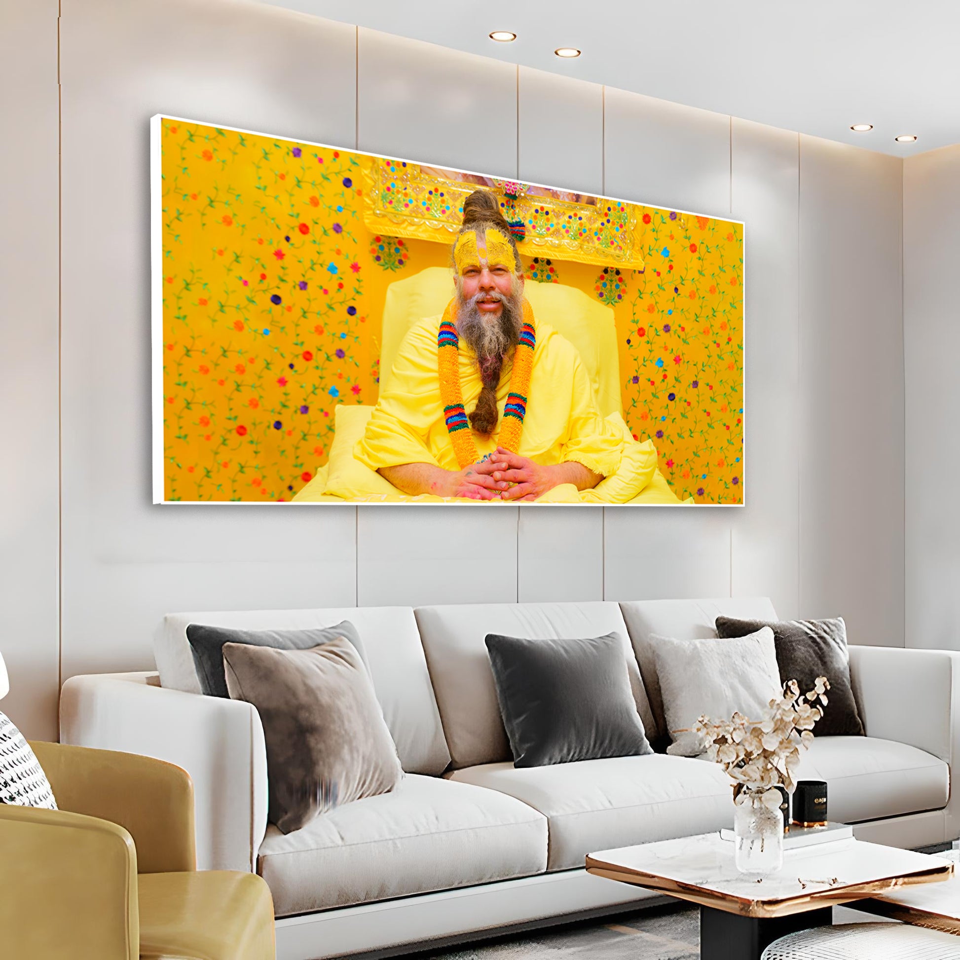 Premanand Ji Maharaj Divine Smile Spiritual Canvas Wall Paniting