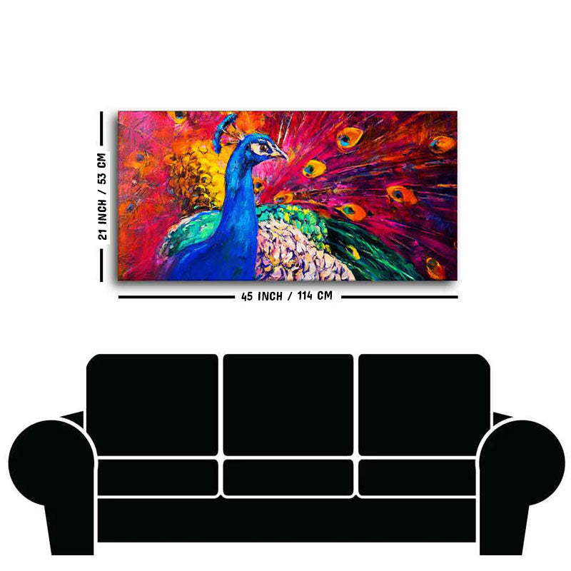 Beautiful Colorful Peacock Premium Canvas Wall Painting