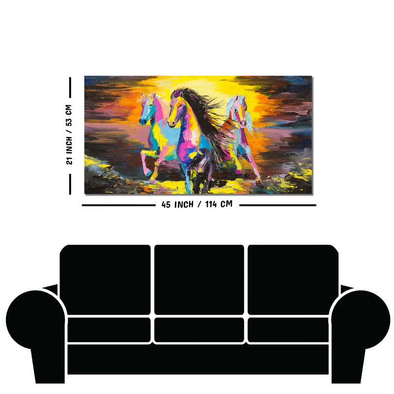 Running Horses Abstract Premium Canvas Wall Painting