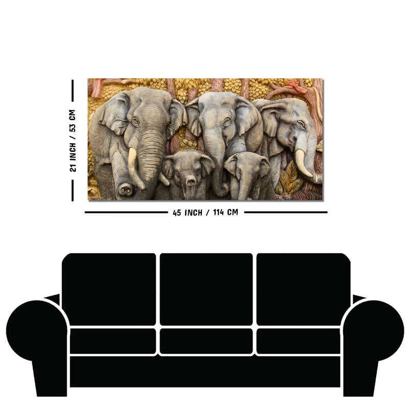 Beautiful Elephant Native Thai style Molding art wall Painting