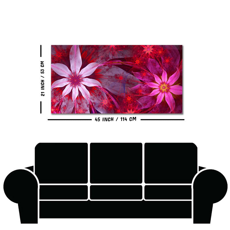 Premium Wall Painting of Exotic looking Flowers with Natural 3D Leaves