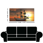 Premium Wall Painting of 3D Sailing Ship in Sunset