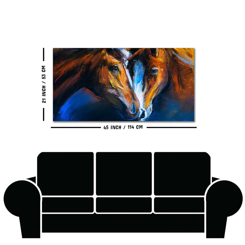 Beautiful Pair of Horses Panoramic Wall Painting