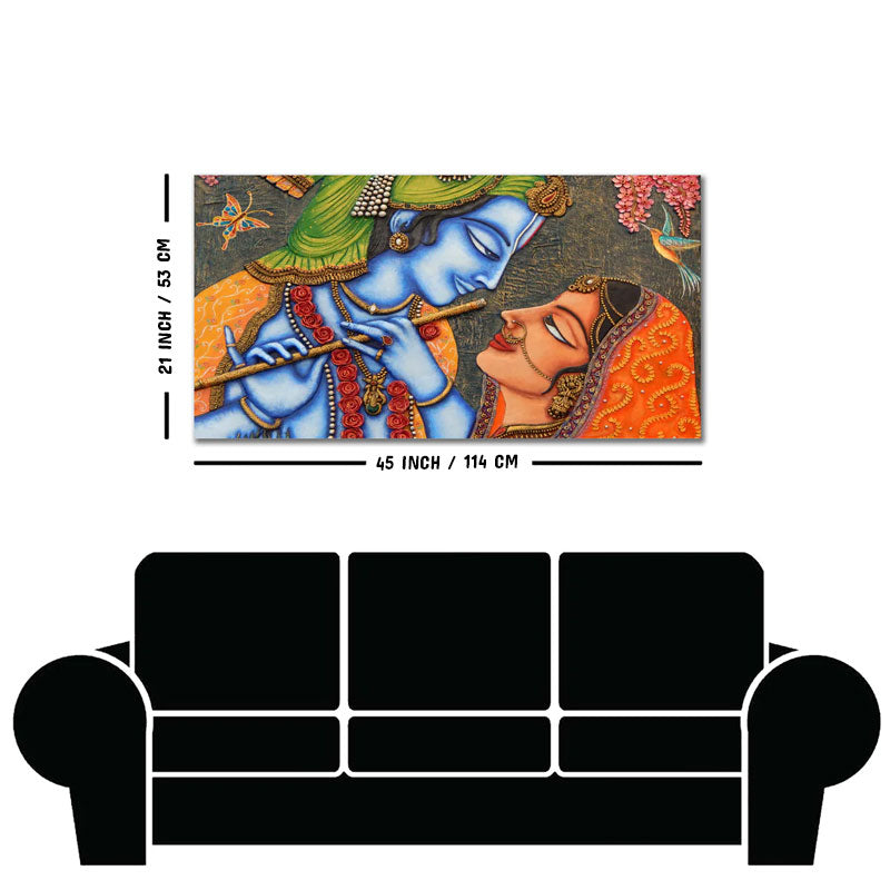 Beautiful Lord Radha Krishna Canvas Big Wall Painting Wall Art