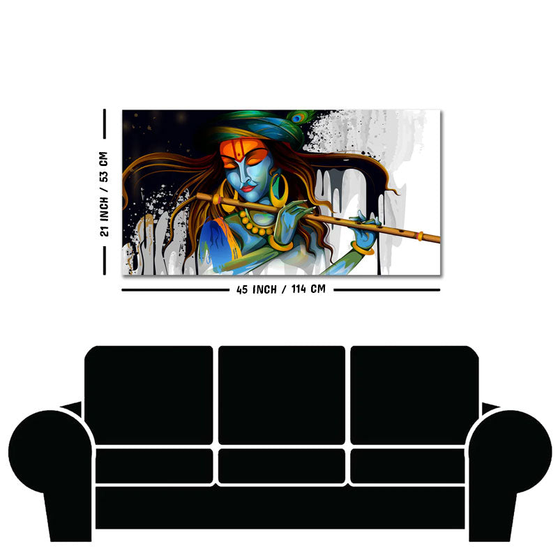 Lord Krishna Playing a Flute Wall Painting