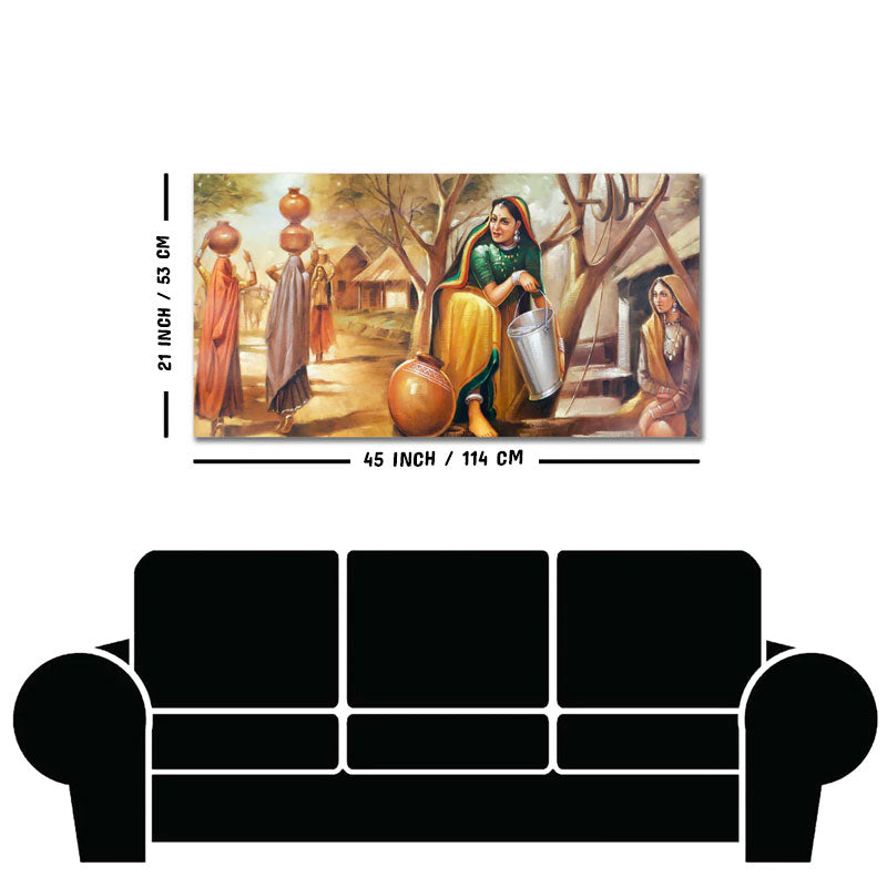 Rajasthani art Water Filling Women Wall Painting
