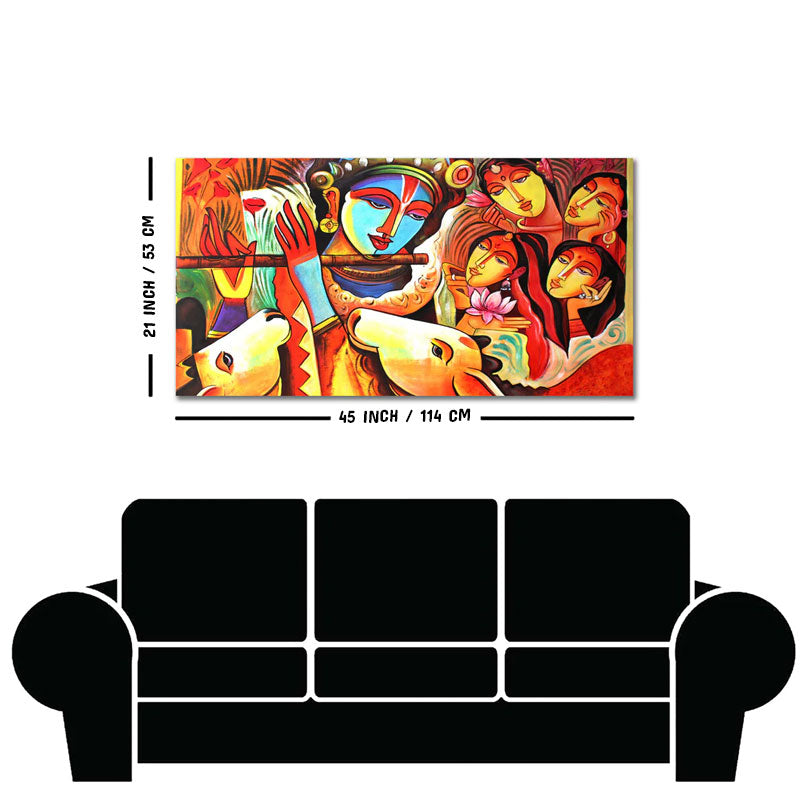 Lord Radha Krishna Decorative Pattern Canvas Big Wall Painting Wall Art