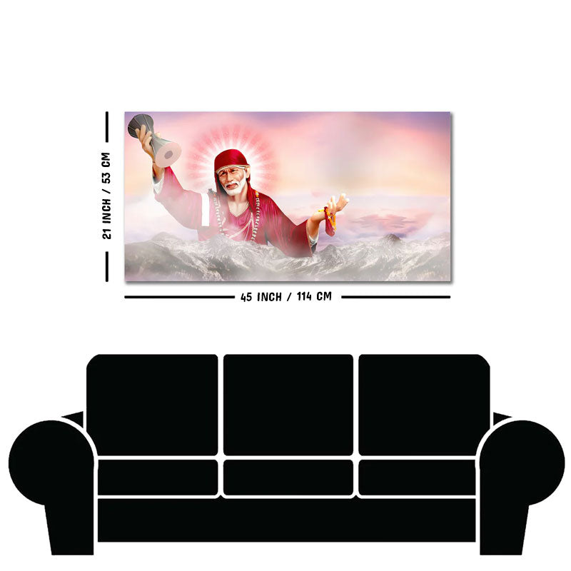 Big Size Devotional Sai Baba Wall Painting