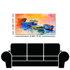 Canvas Wall Painting of The Colorful Boats in Shades of Sunset