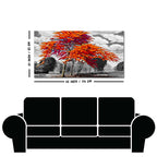 Orange Color Peacock Flowers Tree Premium Wall Painting