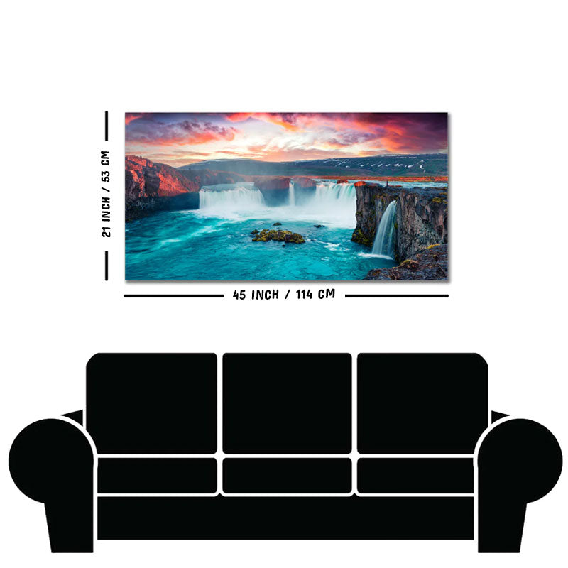 Scenery of Waterfall In Forest Canvas Wall Painting