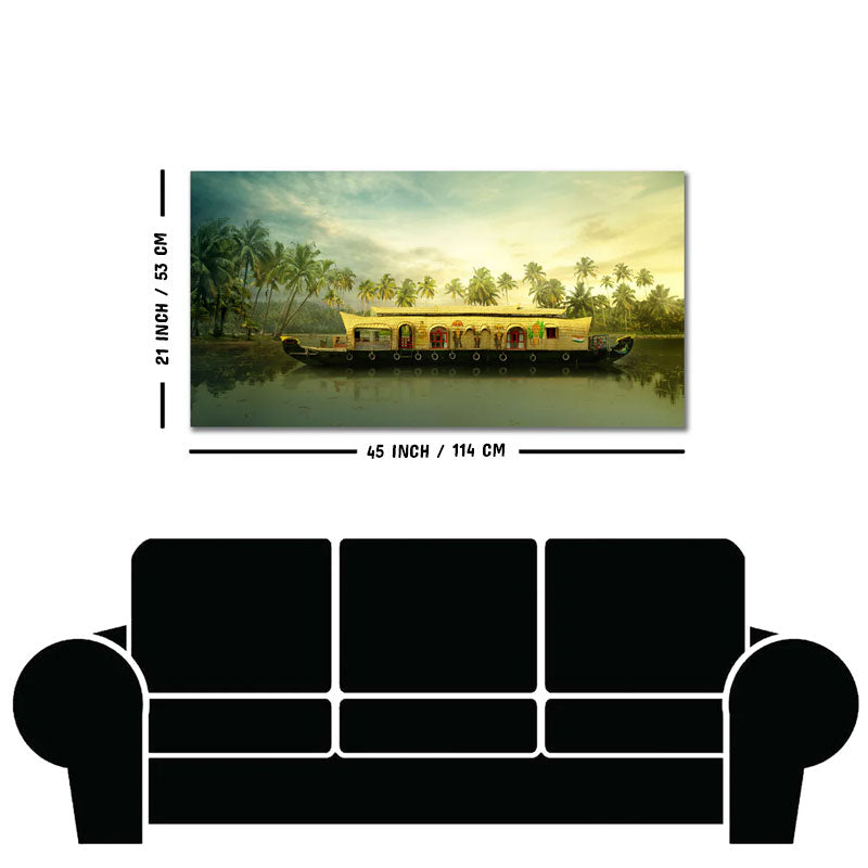 Beautiful House Boat in Kerala Premium Wall Painting
