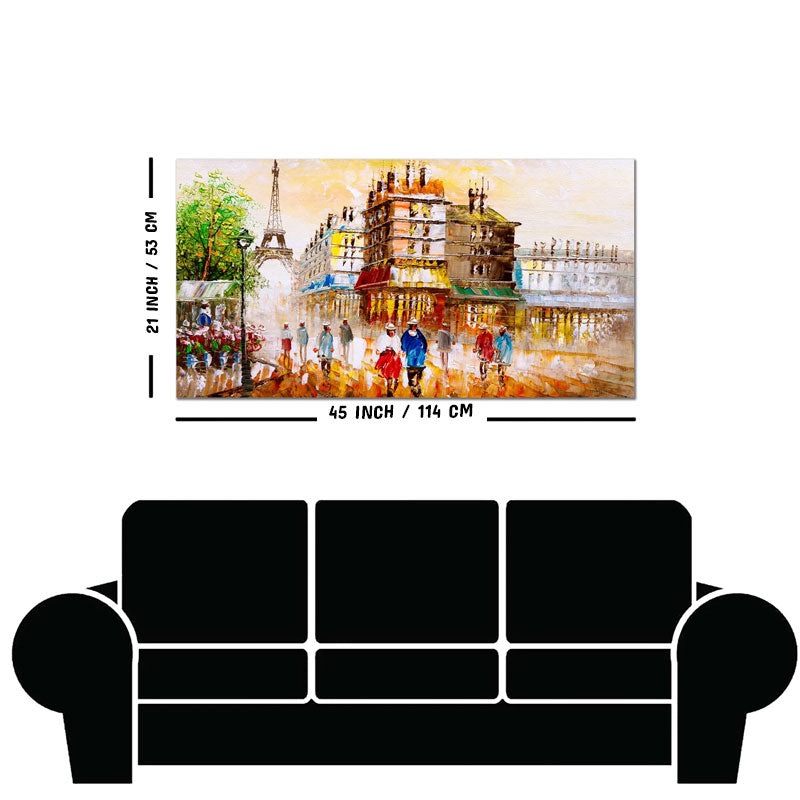 Street View of Paris Premium Wall Painting