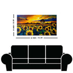 Beautiful Wall Painting of Sunflower Garden in Sunset View