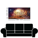 Premium Wall Painting of Jesus Cross with Moon Dark Background
