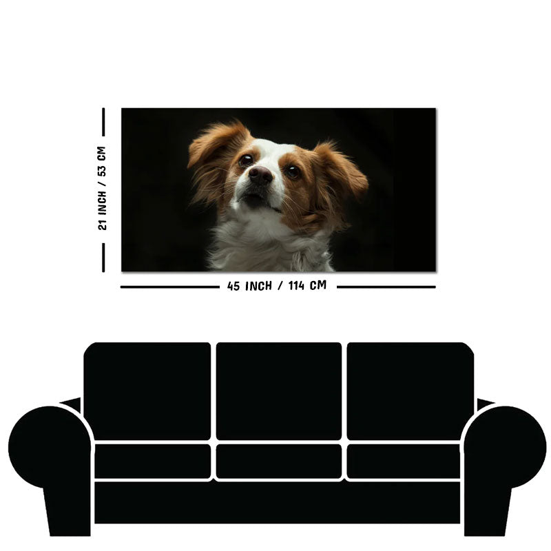 Premium Wall Painting of White and Brown Long Coat Puppy