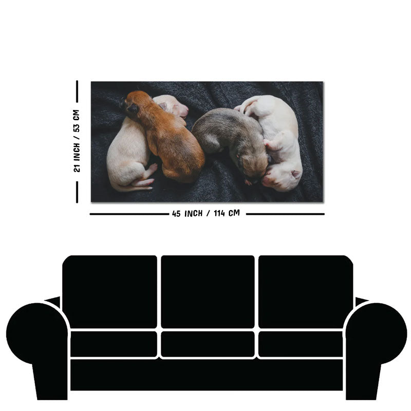 New Born Puppies Premium Canvas Wall Painting