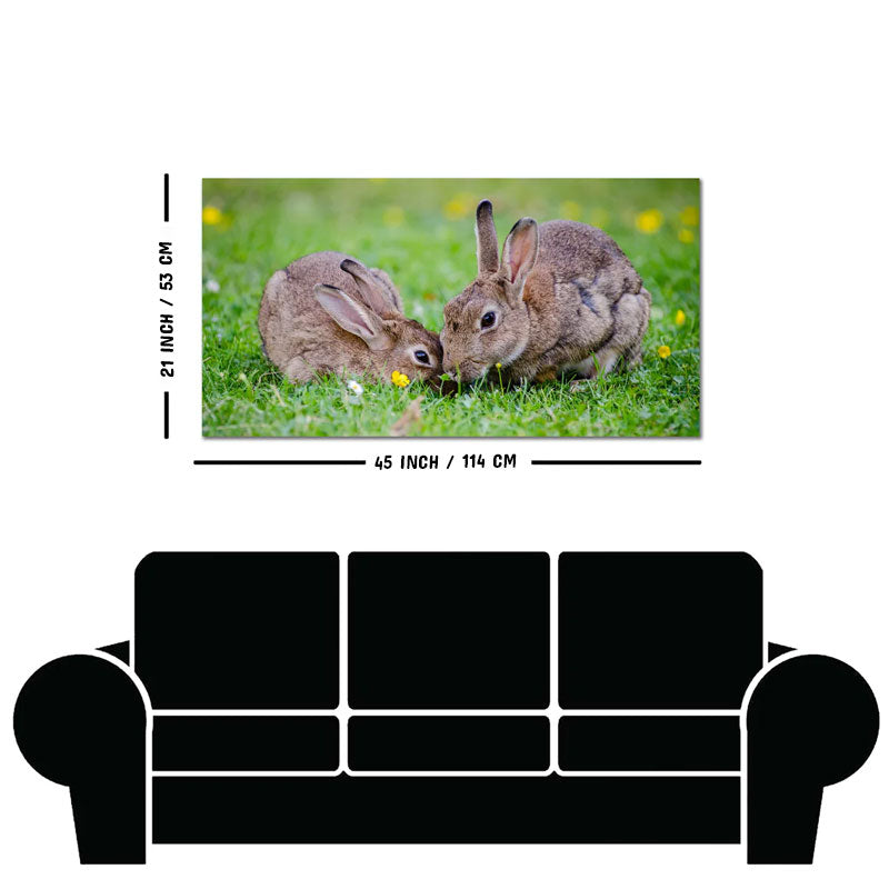 Baby Bunnies in Garden Canvas Wall Painting