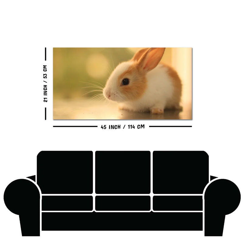 Premium Canvas Wall Painting of Cute White & Brown Bunny