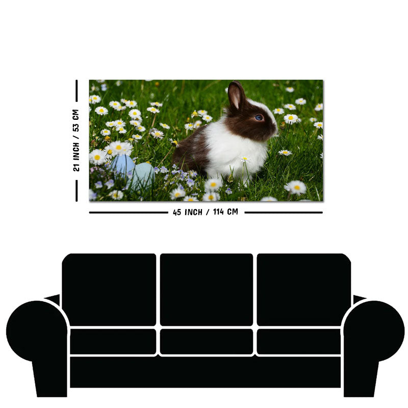 Cute Little White & Brown Bunny Premium Wall Painting