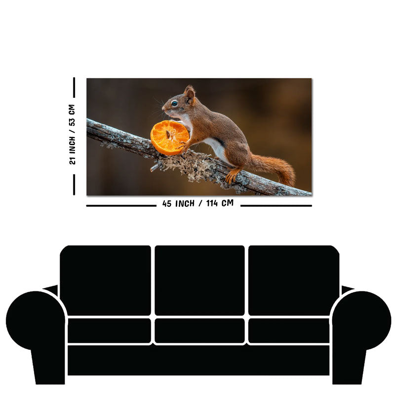 Squirrel on Tree Branch Premium Wall Painting