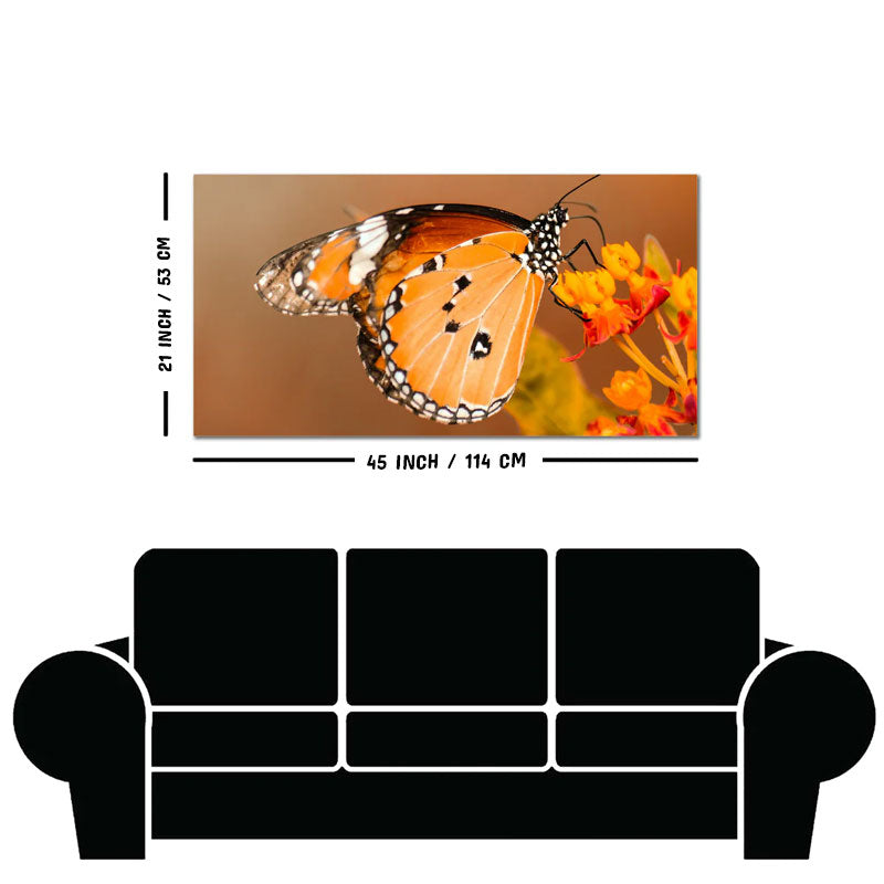 Premium Canvas Wall Painting of Beautiful Butterfly on Flower