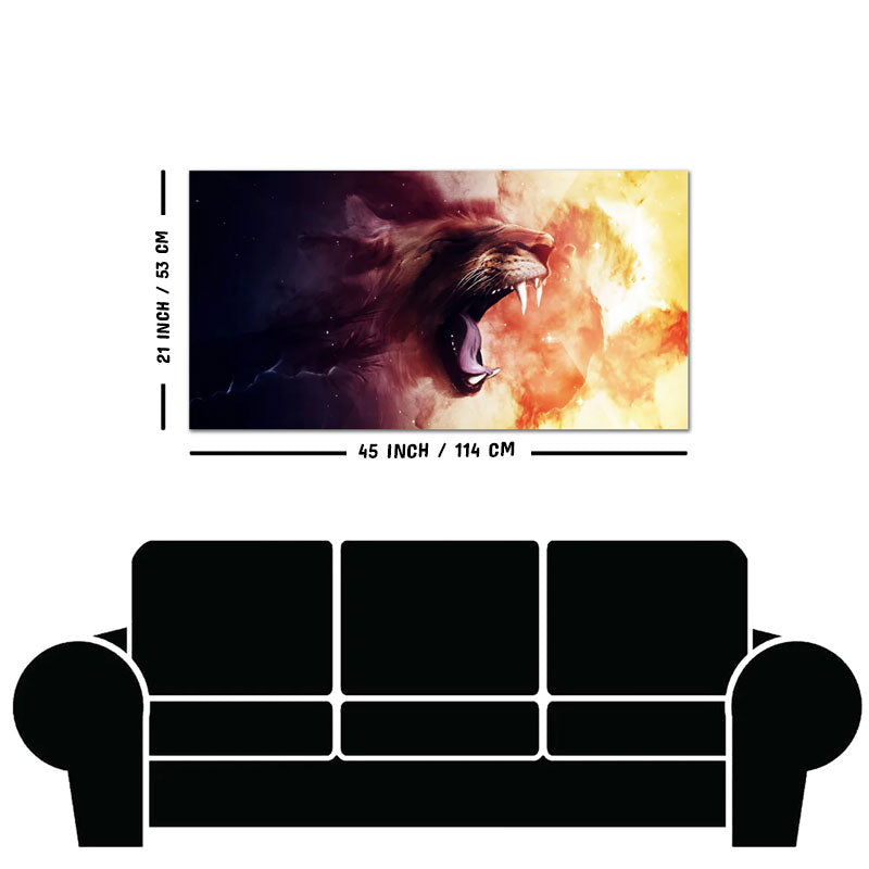 Premium Wall Painting of Roaring Lion