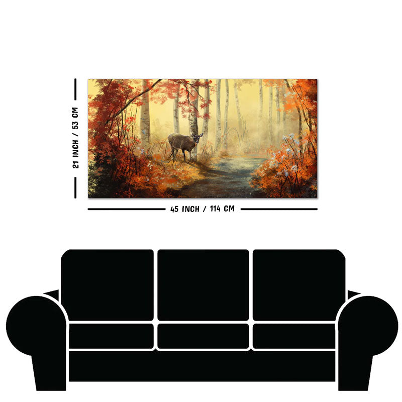 Beautiful Scenery Deer in Forest Canvas Big Wall Painting